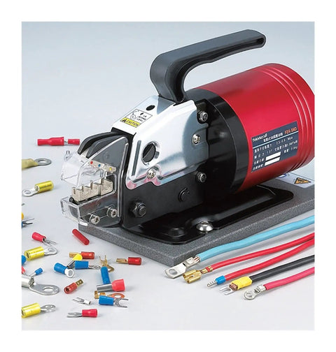 Heavy Duty Pneumatic Crimper Terminal Tool For Fast Electric Wire Compression with wires and terminals.