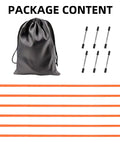 Six 5Ft Adjustable Agility Poles For Soccer Basketball Football Dog And Horse Training Speed And Agility Gear with carrying bag and ground nails.