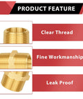 Pack Of 5 One Half Inch Brass NPT Male Hex Nipples For Copper Brass Or Iron Pipe Connections Product Features Display