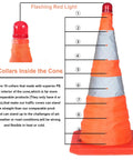 Diagram of Five Pack 18 Inch Collapsible Traffic Cones With LED Night Lights For Safe Parking And Roadwork, showing cone structure