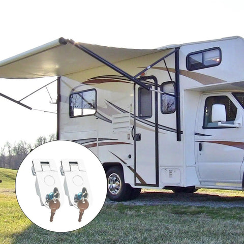 Two Piece Flush Mount Trailer Access Door Latch Set With Push Button Cylinder Closure for paired baggage panels, no fuss easy install.