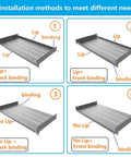 Four Pack Heavy Duty 1U Vented Cantilever Server Rack Shelf With Rock Solid 10 Inch Depth Built Like A Tank For Standard 19 Inch Data Cabinets Holding Switches Routers And PC Towers installation methods diagram showing four configurations
