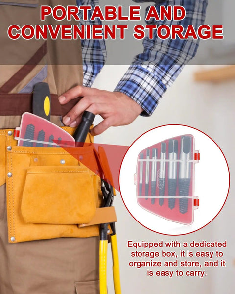 Upgraded 6 Piece Screw Extractor Set For Stripped Broken Stuck Screws Easy Out Damaged Bolt Remover Kit in tool belt