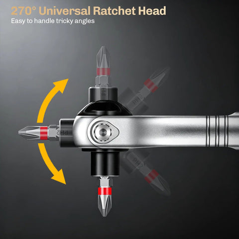 Magnetic 40 In 1 Screwdriver Set With 270 Degree Ball Joint Handle Portable Pro Grade Precision Repair Kit showcasing the 270° ratchet head