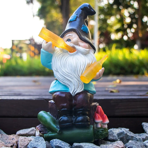 Charming Gnome Garden Decor Statue With Solar Light Lantern For Outdoor Yard Patio Lawn Balcony Porch Weatherproof Resin Figurine