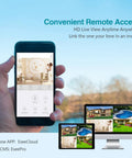Person using smartphone for remote access on Expandable 10 Channel Wireless Security Camera System With 10.1 Inch Monitor 4 5MP