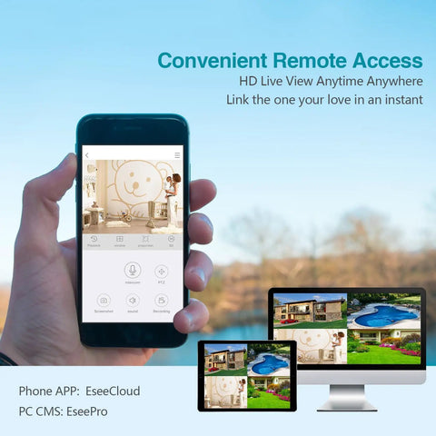 Person using smartphone for remote access on Expandable 10 Channel Wireless Security Camera System With 10.1 Inch Monitor 4 5MP
