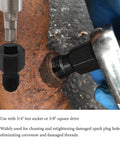 Close-up of O2 Sensor Thread Repair Kit With M18 X 1.5 And M12 X 1.25 Adapters fixing rusty car sensor threads.