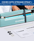 Heavy Duty 12 Inch Bag Sealer With 2mm Seal Width Iron Impulse Heat Sealer For Shrink Wrap Manual Operation Pro Grade Durable Blue Sealing Machine Includes Replacement Kits And Fuses