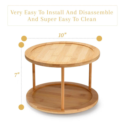 Turntable Spice Rack With Double Layer Design For Kitchen Cabinets And Pantry, 360 Degree Spin For Easy Access, 10 Inch Two Tier Organizer