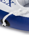 Inflatable Cooler With Removable Ice Chest River Run Compatible showing easy to use connectors on blue 16 gauge vinyl