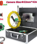 Rugged 10 Inch Monitor Pipe Inspection Camera With Industrial Endoscope And IP68 Waterproof Sewer Borescope Delivering 1000 TVL Clarity Plus 6W LEDs, featuring yellow cable reel and monitor.