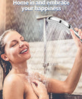 Person using High Pressure Handheld Shower Head Kit With 3 Settings And Jet Mode 59 Inch Stainless Hose Adjustable Mount