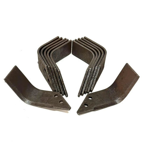 Tiller Tine Set 03006-HF For Old Model E918 E1320H E1620B Tillers, 12 Piece Kit With Sharp Curved Tines Displayed