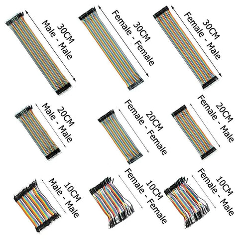 360 Piece Multicolor Breadboard Jumper Wires Kit Featuring 30.5cm 12in, 20.5cm 8in, 10.4cm 4in Dupont Cables in various configurations