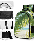 Sunlit Seaside Botanical Print Unisex Backpack Large Capacity Durable Polyester Daypack With Breathable Fabric Easy to Clean Smooth Zipper