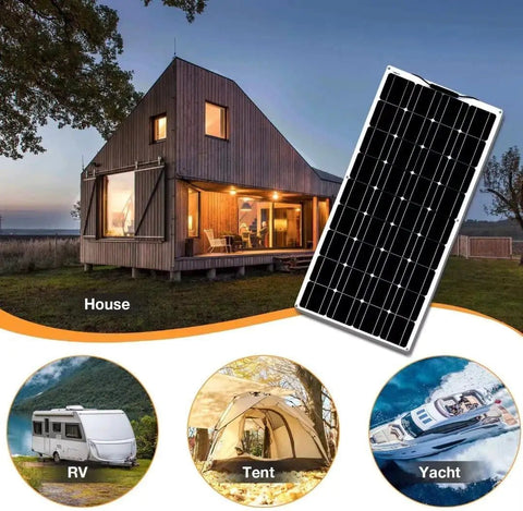 800W Flexible Solar Panel Kit For RV And Off Grid Power, 2x400W 12V Monocrystalline Panels with house, RV, tent, yacht