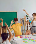 Students and teacher enjoying "Gear Up Your Classroom With 52 Piece Robot Bulletin Board Set Featuring Gear Cutouts Robot Cutouts"