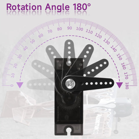MG90S 9G Micro Servo Motor 2 Pack With Metal Gear rotation angle 180 degrees diagram