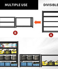 Heavy Duty 72 Inch Garage Shelving Unit With 2,500 Lbs Capacity, 5 Adjustable Tiers, Metal Storage Racks For Workshop, Basement And Home Office, Durable Steel Construction, Easy Assembly, Max 500 Lbs Per Shelf; divisible design