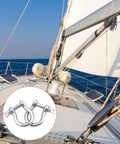 Sailboat deck with One Quarter Inch D Ring Shackles Twenty Pack In 304 Stainless Steel Screw Pin Bow Shackle For Tough As Nails Heavy Duty Rigging Towing Lifting And Anchor Use With Corrosion Resistant Construction inset