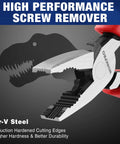 Close-up of 6.5 Inch Screw Extractor Pliers with Non Slip Jaws for quick removal of damaged or rusted fasteners by WorkPro.