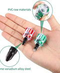 Ultra Short Sewing Machine Screwdriver Set With Flat Head And Phillips Bits For Tight Spots Great For Sewing Projects With Clear Plastic Handles And A Six Slot Grip For Easy Torque shown in hand