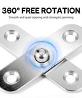 20 Pack Pivot Hinge With 360 Degree Rotation Hidden Door Hinge in stainless steel showing 360° free rotation capability.