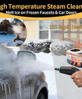 Powerful 1500W Steam Cleaner With 6 Steam Levels 42 Oz Tank 11 Cleaning Accessories And High Temperature 229 F Steam At 4 Bar melting ice on car