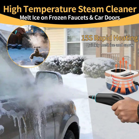 Powerful 1500W Steam Cleaner With 6 Steam Levels 42 Oz Tank 11 Cleaning Accessories And High Temperature 229 F Steam At 4 Bar melting ice on car