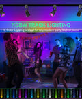 12W RGB LED Track Lighting Heads Dimmable Color Changing Lights for accent and task rooms in party setup with people dancing