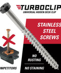 Hidden Deck Fasteners for Narrow Gaps Universal Fit 192 Preloaded Stainless Clips with Screws Three Sixteenth Inch Gap