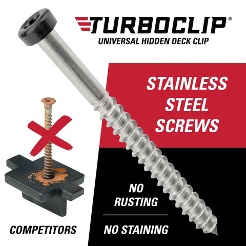 Hidden Deck Fasteners for Narrow Gaps Universal Fit 192 Preloaded Stainless Clips with Screws Three Sixteenth Inch Gap