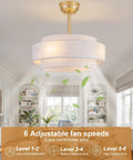 XINGSIYUELYX Gold Ceiling Fan featuring adjustable speeds in a modern living room setting with light fixtures.