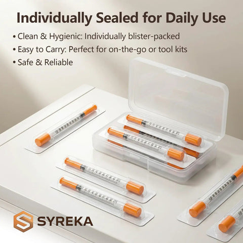 Disposable 1ml Syringe 31G Needle Five Sixteenth Inch 8mm With Leak Proof Airtight Plunger And Individually Sealed Pack Of 100 For Lab Tools Supplies Safe Handling And Precise Dosing In Medical And Laboratory Work, blister packed
