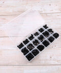 Grommet Seal Kit 125-Piece Rubber Gasket Ring Set In Plastic Box For Faucets Hoses Doors Pumps And Appliances Replacement Heavy Duty Rubber Seals For Leak Proof Performance And Worn Grommets Auto And Home Use, open plastic box with black rubber grommets
