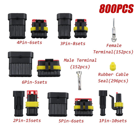 Get Your Wires And Connectors Tight With This Awesome 800 Piece Automotive Weather Pack Connector Kit Featuring Brass Terminals Seals And Multiple Pin Sizes For Rock Solid Sealed Electrical Jobs. 800-piece weather pack connector set with 1 to 6 pin housings, brass terminals, and rubber seals