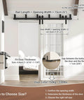Installed 6Ft Double Track Bypass Sliding Barn Door Hardware Kit For Two Doors with measurements, heavy duty steel and black powder coat