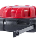 Side angle of Mini Cable Snake 15 Ft Steel Fish Tape For Electrical Wiring Compact Rugged Wire Fishing Tape with red and black housing