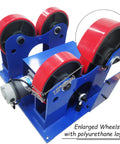Honest Workhorse Heavy Duty Welding Positioner Featuring Slick Adjustable Speed And Top Shelf 2200 LB Load Capacity With Polyurethane Pipe Rollers for smooth metal rotation.