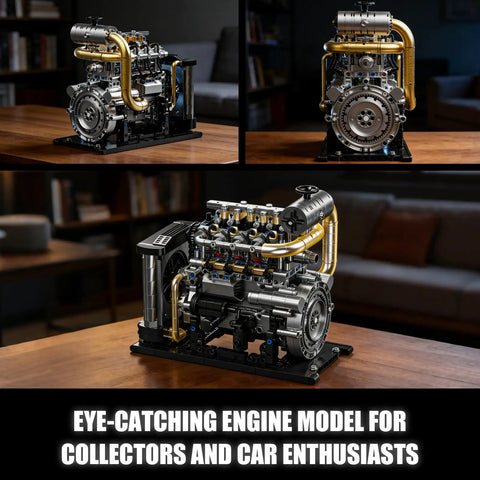 Ultra Realistic Inline 4 Cylinder Diesel Engine Kit With Motor For Adults And Teens, Lego Compatible MOC Building Set