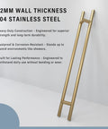 Offset Double Sided Door Pull Handle In Sweet Satin Gold Finish 900mm 36 Inch 304 Stainless Steel Round Bar Ladder Style Push Pull Door Lever For Commercial And Residential Doors, 1.2mm wall thickness