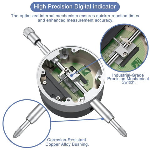 HDLNKAK digital dial indicator gauge with metal probe; 0-1 in (0-25.4 mm) range.