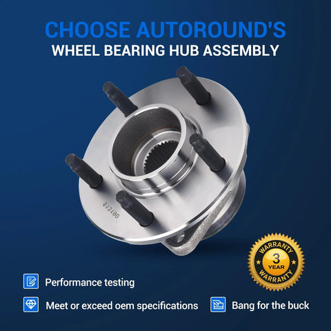 Front Wheel Hub And Bearing Assembly 5 Lug Non ABS 513190 Fits Chevy Equinox 2005 Saturn Vue 2002 2007 Pontiac Torrent 2006 Replacement Front Axle Hub Bearing shown