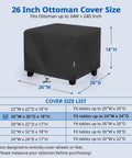 Outdoor Ottoman Cover 26W By 26D By 18H Square Coffee Table Waterproof All Weather Protection For Patio Furniture
