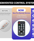 Comparison of old dimmer vs new remote for Large Arcade Neon Sign 25 Inches Upgraded Retro Ghost Arcade LED Light Handmade Aesthetic Night Lamp For Game Room And Man Cave Perfect Home Decor Birthday Gift Bar Or Rec Room Lit Vibe Booster