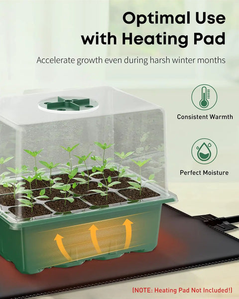 All-In-One Seed Starter Kit With 120 Cell Trays And 4 Inch Humidity Domes, Includes 10 Starter Trays, Planting Tools And Labels, Indoor Seedling Germination Trays, Reusable Seed Starting Trays For Quick, Easy Home Gardening