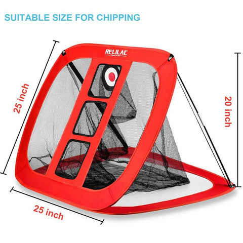 Pop Up Golf Chipping Net For Indoor And Outdoor Practice, Backyard Target System, red net with multiple targets, 25x20 inches
