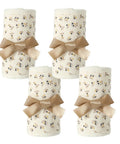 Breathable Cotton Teething Bed Rail Covers, 4 Piece Adjustable Chew Proof Rail Protector for Cribs with floral pattern and bows