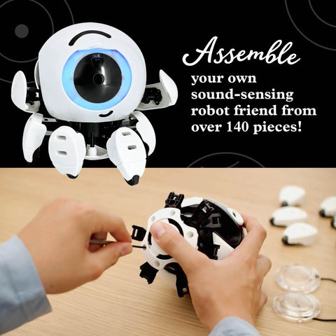 Sound Sensing Robot STEM Kit Build a Dope Sound Reacting Bot at Home Learn Engineering and Spatial Hearing With Screen Free Hands On Assembly Featuring Two Motors and Three Microphones for Real World Sound Reactions, white plastic robot parts